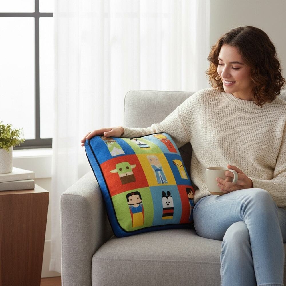 NWT Disney Parks Disney100 Unified Characters Collection Throw Pillow 18 x 18